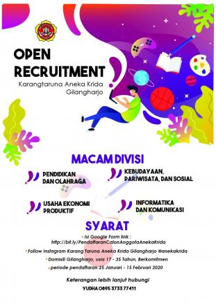 Open Recruitment Karangtaruna Aneka Krida Gilangharjo 